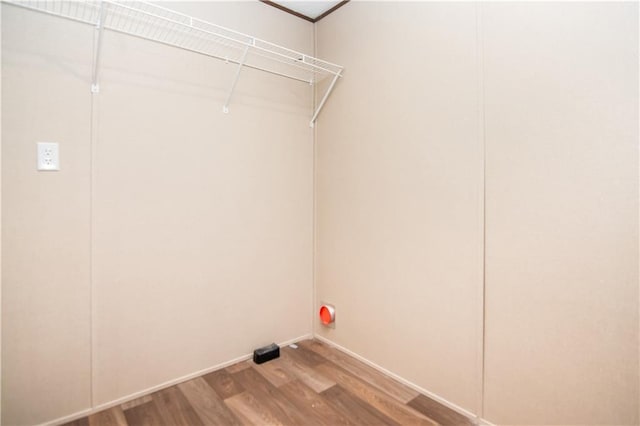 laundry area featuring hardwood / wood-style floors