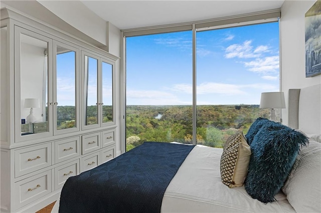 bedroom with expansive windows and multiple windows