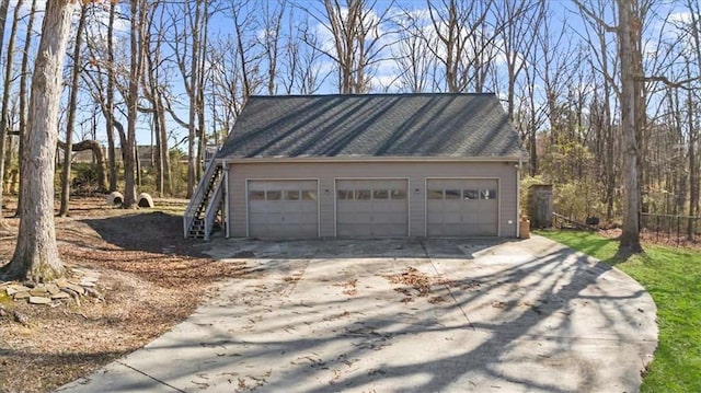 view of garage