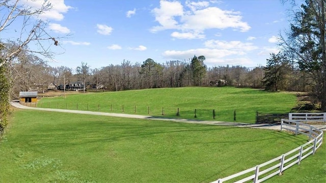 surrounding community with a rural view and a lawn