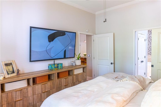 bedroom with ornamental molding