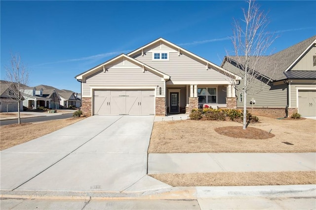 craftsman inspired home with concrete driveway