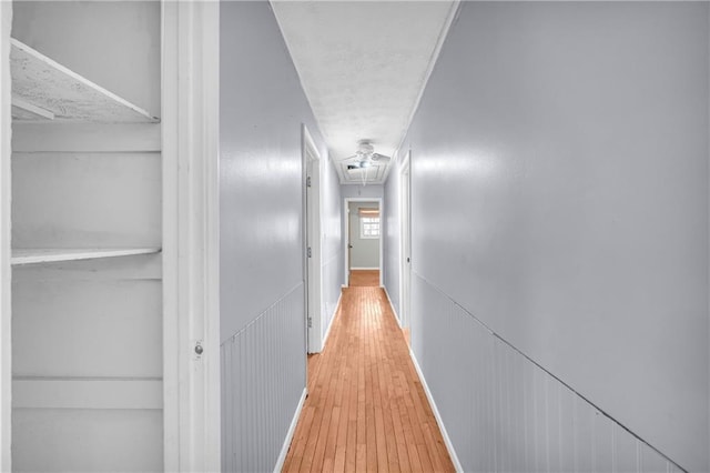 hallway with hardwood / wood-style floors