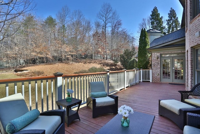 wooden deck with french doors