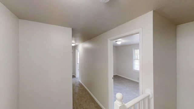 hall featuring carpet and baseboards