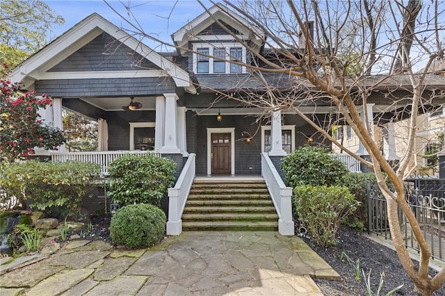 view of front facade featuring covered porch