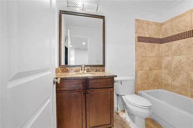 538 Sarabrook Pl NE, Sandy Springs, GA 30342 - full bath featuring toilet, vanity, ornamental molding, shower / bathtub combination, and tile patterned floors