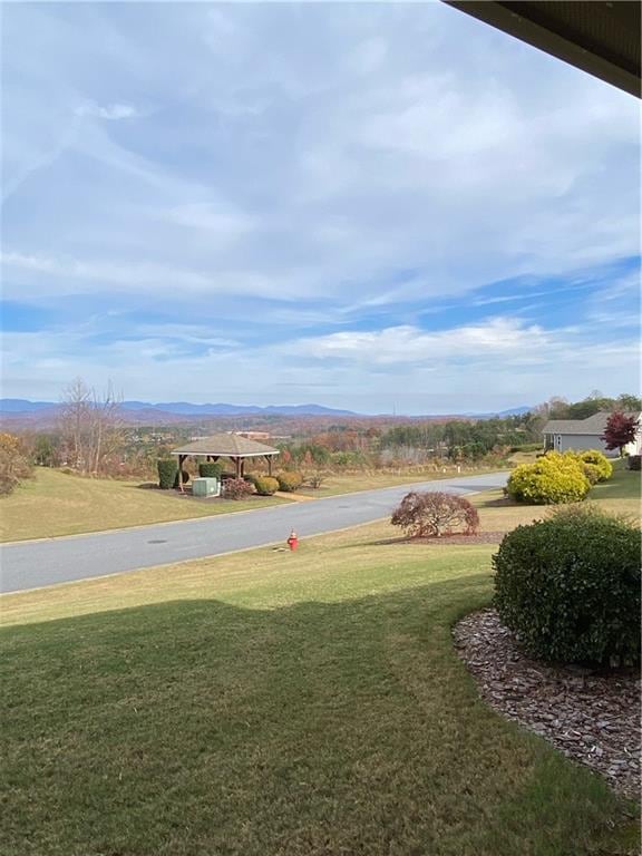 view of yard with a mountain view