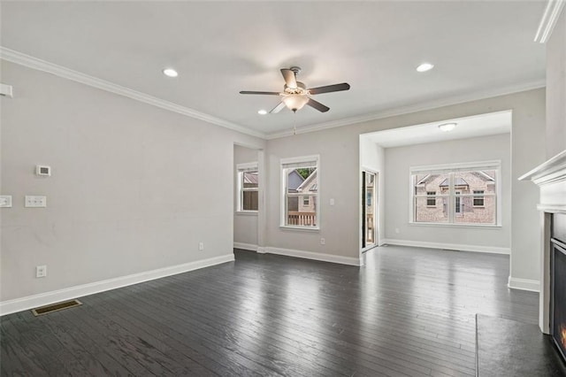 1463 Edgebrook Ct NE Unit 14, Atlanta, GA 30329 - unfurnished living room featuring ceiling fan, a fireplace, dark wood-type flooring, recessed lighting, and baseboards