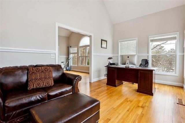 2600 Ramsey Rd, Gainesville, GA 30501 - office space with light hardwood / wood-style flooring and high vaulted ceiling