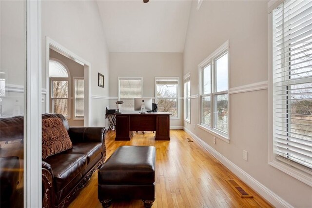 2600 Ramsey Rd, Gainesville, GA 30501 - sitting room with light hardwood / wood-style flooring, a wealth of natural light, and high vaulted ceiling