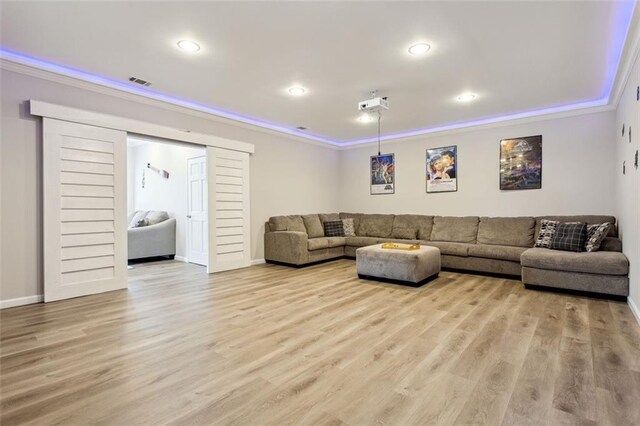 2600 Ramsey Rd, Gainesville, GA 30501 - living room with crown molding and light hardwood / wood-style floors