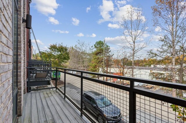 view of snow covered deck