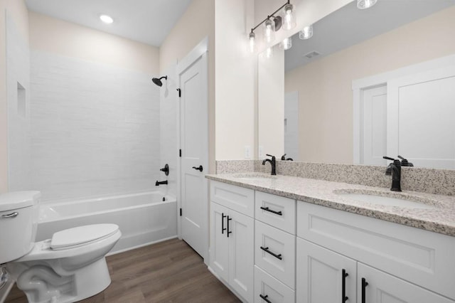 150 Doris Path, Dallas, GA 30157 - bathroom with toilet, wood finished floors,  shower combination, and double vanity