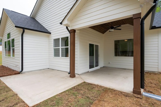 150 Doris Path, Dallas, GA 30157 - rear view of house featuring ceiling fan, roof with shingles, and a patio