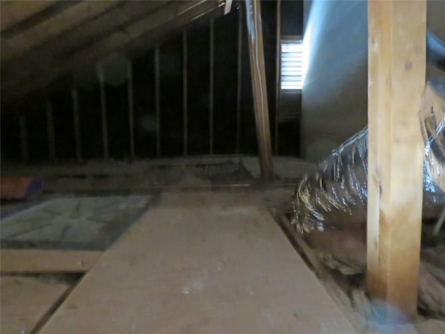 view of unfinished attic