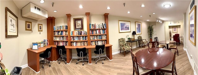 living area with light wood-type flooring