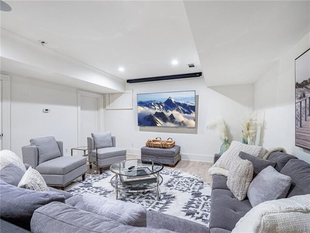 living room with hardwood / wood-style floors