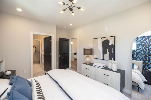 371 Grant Cir Unit 1812, Atlanta, GA 30315 - bedroom featuring a chandelier and recessed lighting