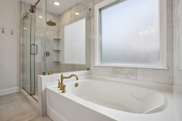 346 Ardmore Ct, Atlanta, GA 30309 - bathroom featuring a bath and a shower stall
