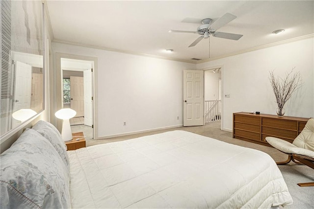 80 Stratford Pl NE, Atlanta, GA 30342 - bedroom featuring carpet flooring, ornamental molding, and ceiling fan