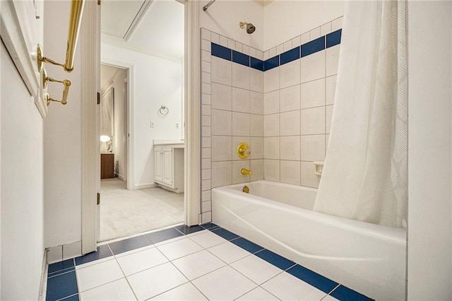 80 Stratford Pl NE, Atlanta, GA 30342 - bathroom featuring shower / tub combo with curtain and tile patterned floors