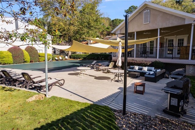 view of patio featuring grilling area and an outdoor living space