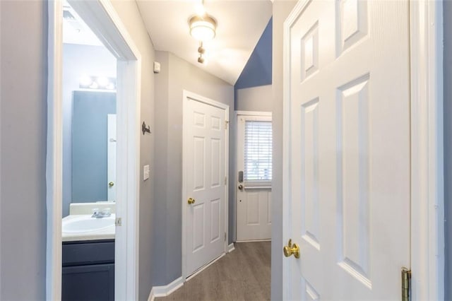 6726 Gallant Ct SE Unit 30, Mableton, GA 30126 - entrance foyer featuring wood finished floors and lofted ceiling