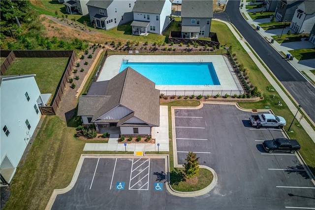 bird's eye view with a residential view