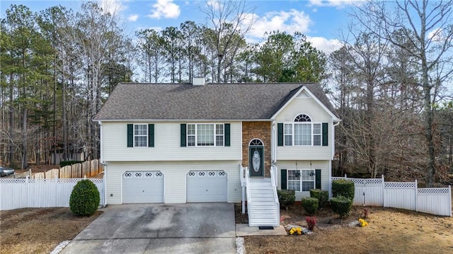 split foyer home with a garage