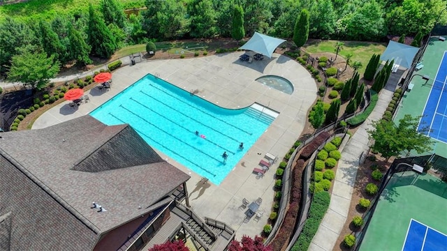 view of pool featuring a patio area