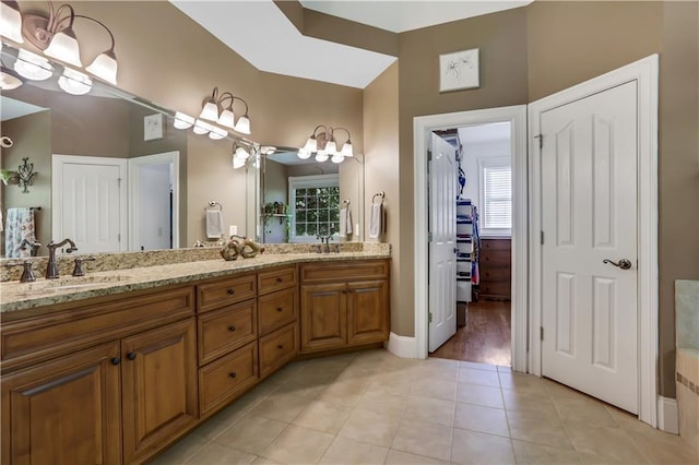 bathroom featuring vanity and tile patterned floors