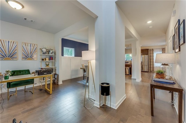 interior space featuring dark hardwood / wood-style flooring