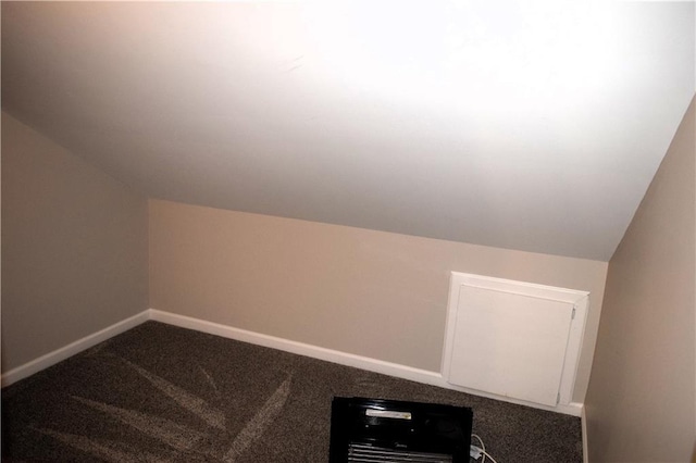 253 Woodland Way, Canton, GA 30114 - additional living space with baseboards, dark colored carpet, and lofted ceiling