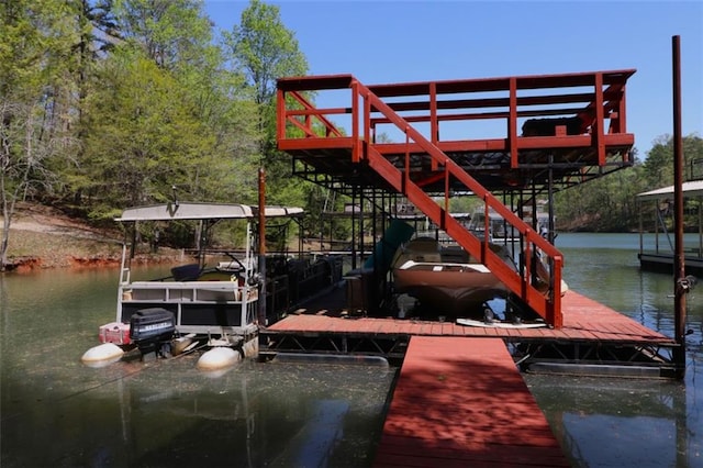 view of dock featuring a water view