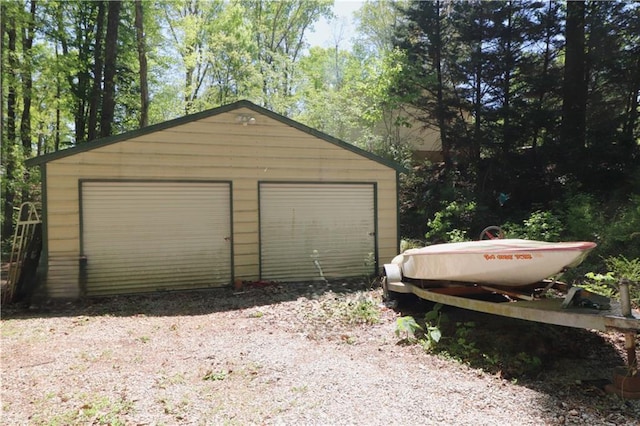 view of detached garage
