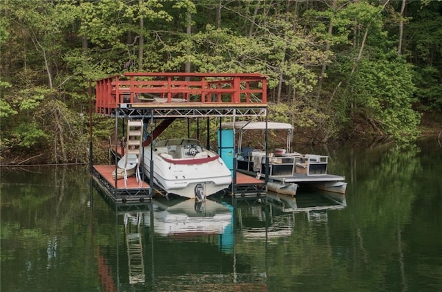dock area featuring a water view