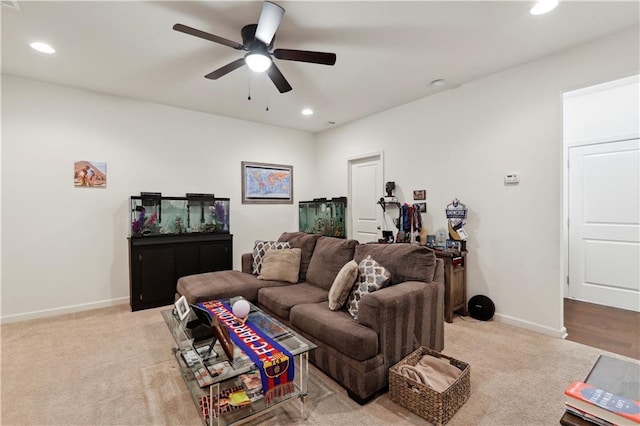 178 Munira Ln SW, Atlanta, GA 30331 - carpeted living room featuring ceiling fan, recessed lighting, and baseboards