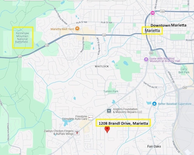 1208 Brandl Dr SW, Marietta, GA 30008 - map of property / related area