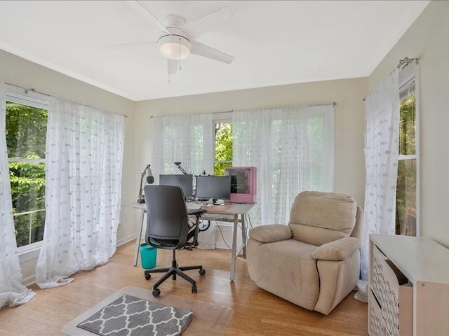 212 Abingdon Way, Atlanta, GA 30328 - office area featuring healthy amount of natural light, wood finished floors, and a ceiling fan