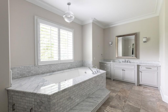 22 Mount Paran Rd, Atlanta, GA 30327 - full bathroom with vanity, a garden tub, and ornamental molding