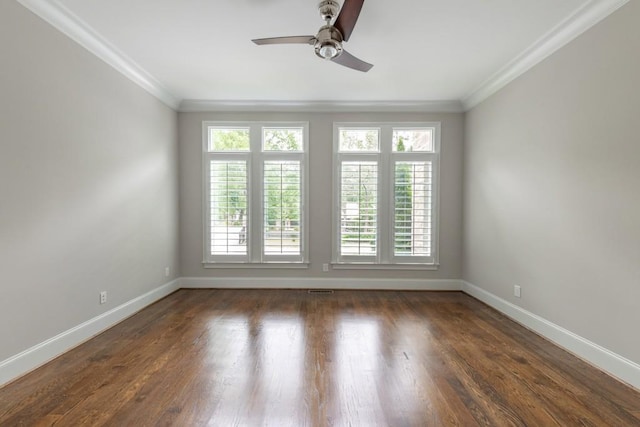 22 Mount Paran Rd, Atlanta, GA 30327 - unfurnished room featuring ornamental molding, baseboards, a ceiling fan, and dark wood-type flooring