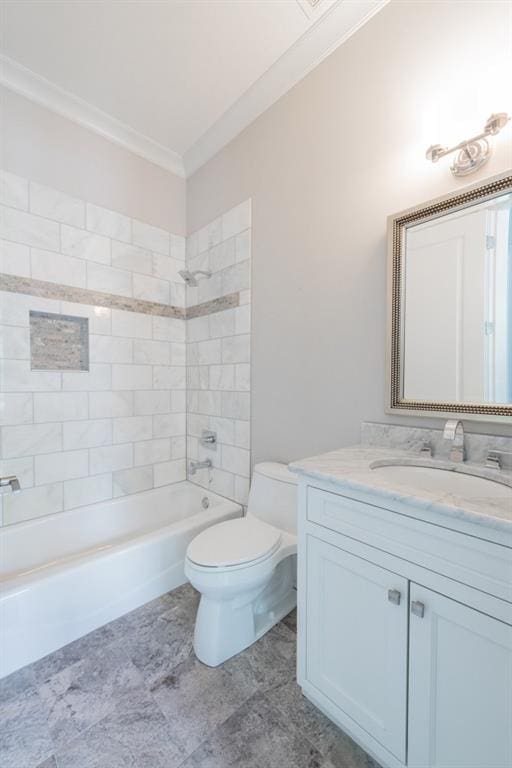 22 Mount Paran Rd, Atlanta, GA 30327 - bathroom featuring toilet, vanity, crown molding, and bathing tub / shower combination