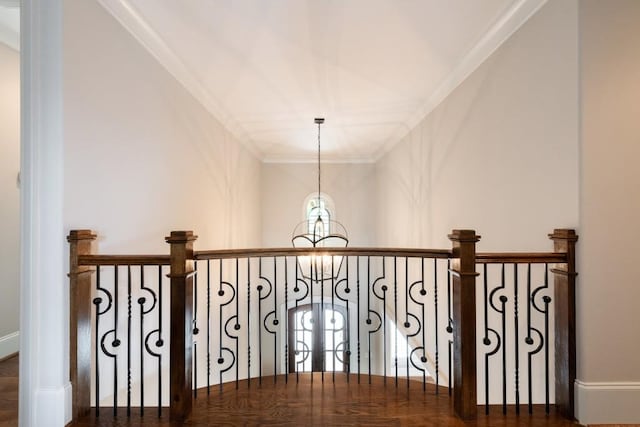 22 Mount Paran Rd, Atlanta, GA 30327 - staircase featuring ornamental molding, a chandelier, and baseboards