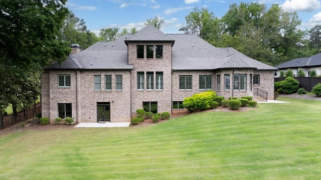 22 Mount Paran Rd, Atlanta, GA 30327 - rear view of house with a chimney, a patio, and brick siding
