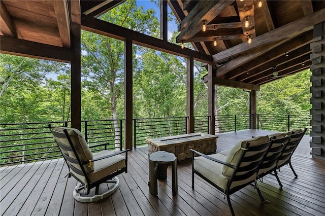 453 Settlers Ridge Rd, Ellijay, GA 30540 - wooden deck with view of wooded area