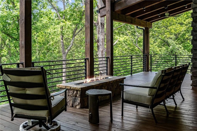 453 Settlers Ridge Rd, Ellijay, GA 30540 - deck featuring a view of trees and outdoor dining area