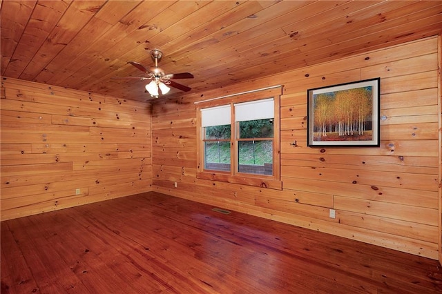 709 Deerfield Ln NW, Sugar Valley, GA 30746 - spare room with a ceiling fan, hardwood / wood-style flooring, wooden walls, and wooden ceiling