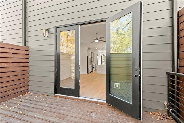 doorway to property with a deck