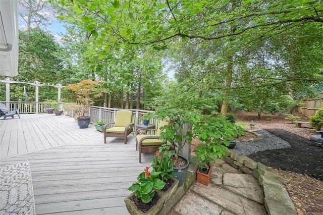 2889 Mount Olive Dr, Decatur, GA 30033 - wooden terrace with view of wooded area